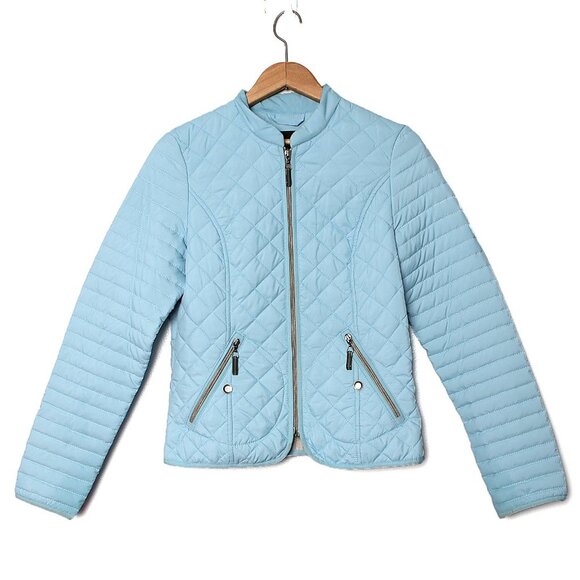 Olsen Europe Quilted Jacket Lightweight Full Zip Spring Coat Light Blue - Picture 10 of 10